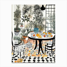 Dining Room breakfast table and plants Canvas Print