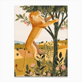 African Lion Climbing A Tree Illustration 3 Canvas Print