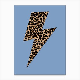 Lightning Bolt Leopard Print on Blue Canvas Print