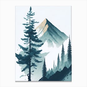 Mountain And Forest In Minimalist Watercolor Vertical Composition 298 Canvas Print