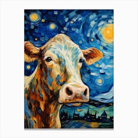 Cow Portrait, Vincent Van Gogh Inspired Canvas Print