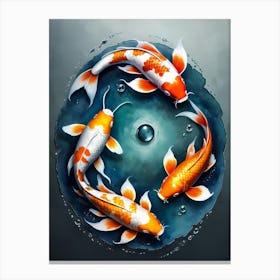 Koi Fish Yin Yang Painting (5) Canvas Print