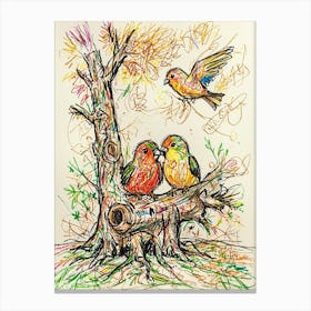 Birds On A Branch Canvas Print