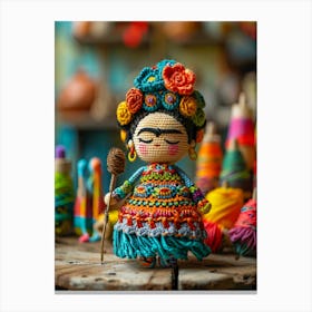 Cute crochet Frida Kahlo Canvas Print