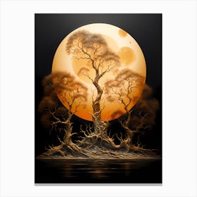 Full Moon With Trees Canvas Print