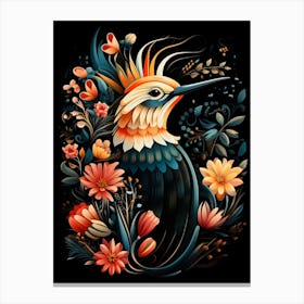 Folk Bird Illustration Hoopoe 3 Canvas Print