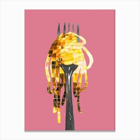 Disco Ball Spaghetti Fork Mosaic Painting Kitchen Canvas Print