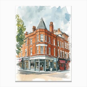 Harrow London Borough   Street Watercolour 1 Canvas Print