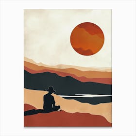 Man Sitting In The Desert, Minimalism Canvas Print