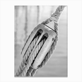 Black And White Photo Of A Rope Canvas Print