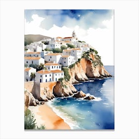 Spanish Ibiza Travel Poster Watercolor Painting (11) Canvas Print