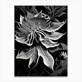 Passionflower Leaf Linocut 4 Canvas Print