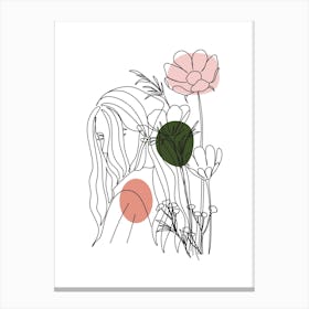 Girl With Flowers Canvas Print