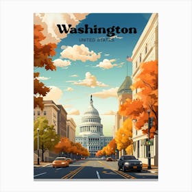 Washington United States Political Travel Illustration Canvas Print