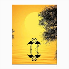 Sunset Flamingos Canvas Print