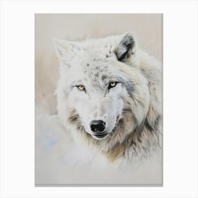 Arctic Wolf Pastel Watercolour 2 Canvas Print