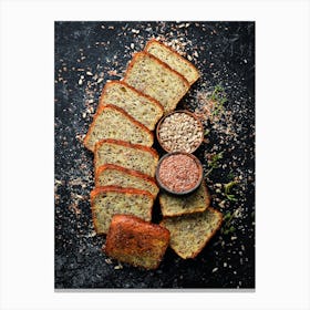 Bread, rye bread — Food kitchen poster/blackboard, photo art Canvas Print