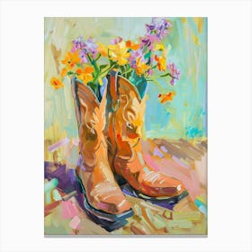 Cowboy Boots And Wildflowers Shooting Stars 1 Canvas Print