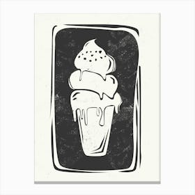 Ice Cream Linocut Style Canvas Print