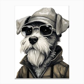 Schnauzer Dog Wearing Glasses Canvas Print