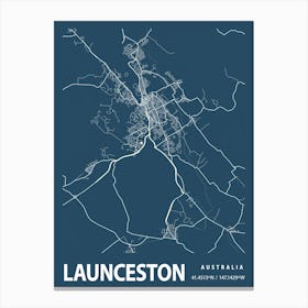 Launceston Blueprint City Map 1 Canvas Print