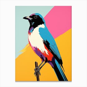 Andy Warhol Style Bird Magpie 6 Canvas Print