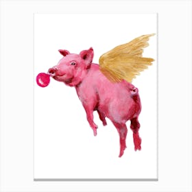 Pig With Bubblegum Canvas Print