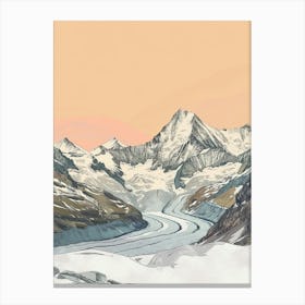 Monte Rosa Switzerland Italy Color Line Drawing (7) Canvas Print