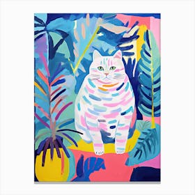 Colourful Cat In The Jungle, Matisse Inspired Canvas Print