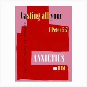 Bible verse - 1 peter 5:7 Canvas Print