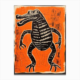 Alligator, Woodblock Animal Drawing 4 Canvas Print