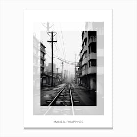 Poster Of Manila, Philippines, Black And White Old Photo 4 Canvas Print