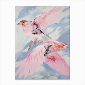 Pink Ethereal Bird Painting Finch 2 Canvas Print