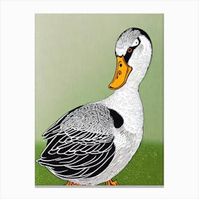 Duck Linocut Bird Canvas Print