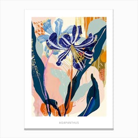 Colourful Flower Illustration Poster Agapanthus 1 Canvas Print