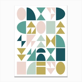 Modern Geometry Shapes in Emerald Green Gold and Blush Pink Canvas Print