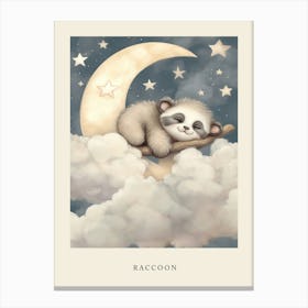 Sleeping Baby Raccoon 2 Nursery Poster Canvas Print