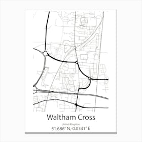 Waltham Abbey,United Kingdom Minimalist Map Stampe su tela