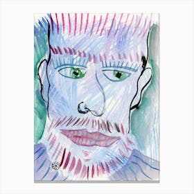 Male Face - watercolor painting man portrait vertical Canvas Print
