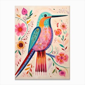 Pink Scandi Hummingbird 1 Canvas Print