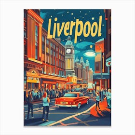 Aihrgdesign A 1970s Inspired Travel Poster For Liverpool 4 Canvas Print