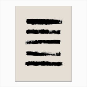 Brush Strokes Black Line Neutral Soft Color Canvas Print