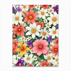 Seamless Floral Pattern 4 Canvas Print