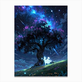 Tree In The Night Sky Canvas Print