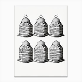 Beehive In A Row Grey Vintage Canvas Print