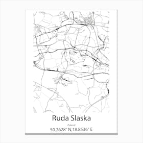 Ruda Slaska,Poland Minimalist Map Leinwandbild