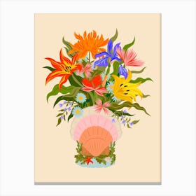 Saint Jacques Shell Flower Bouquet Canvas Print