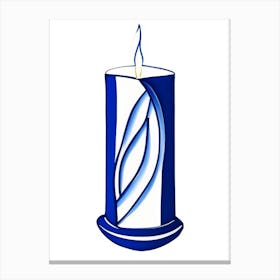 Unity Candle Symbol Blue And White Line Drawing Canvas Print