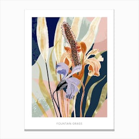 Colourful Flower Illustration Poster Fountain Grass 3 Canvas Print