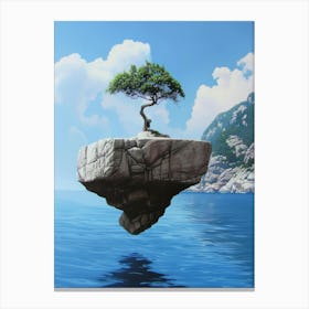 Tree On A Rock Canvas Print